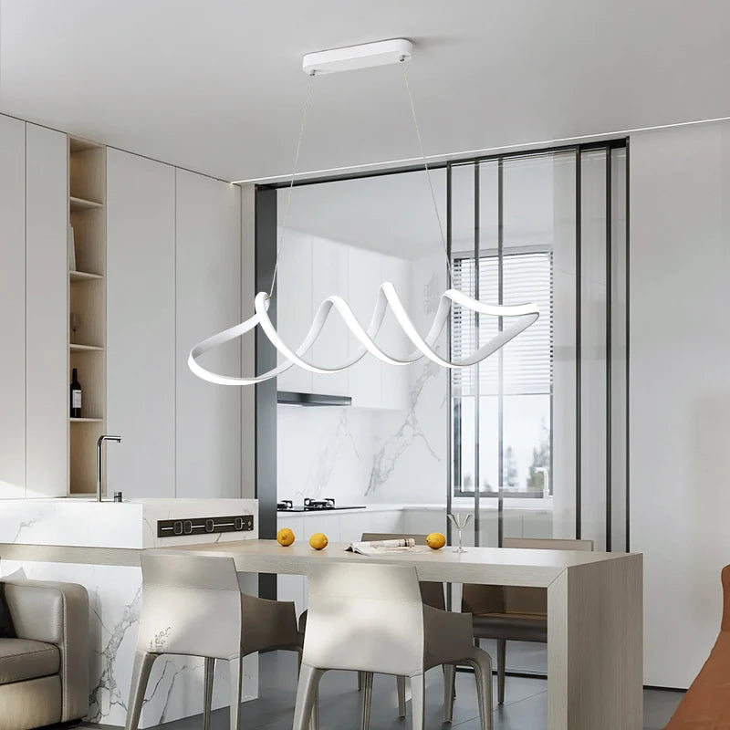 Minimalist spiral LED chandelier home decor indoor lighting - vue 5 sur 10