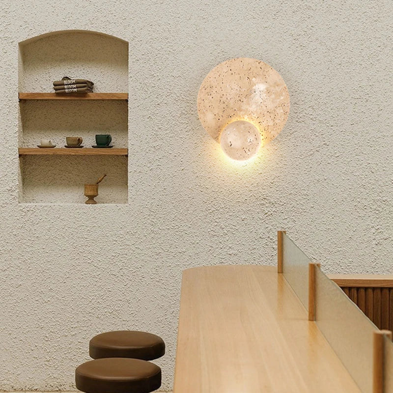 applique murale led en pierre naturelle ronde art déco - vue 5 sur 7