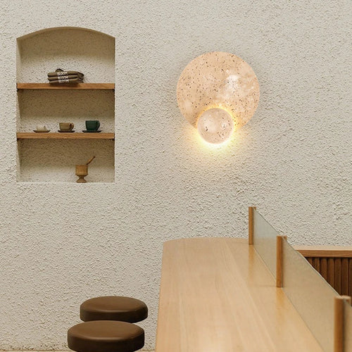 applique murale led ronde en pierre naturelle 3000k art déco
