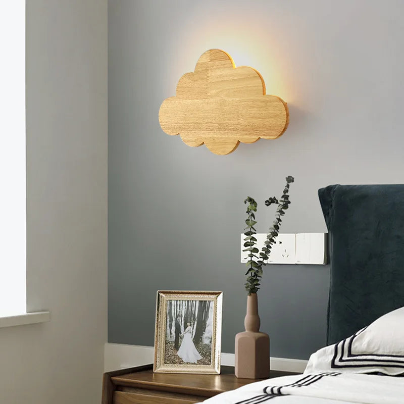 applique murale nuage en chêne naturel pour décoration enfant - vue 5 sur 7