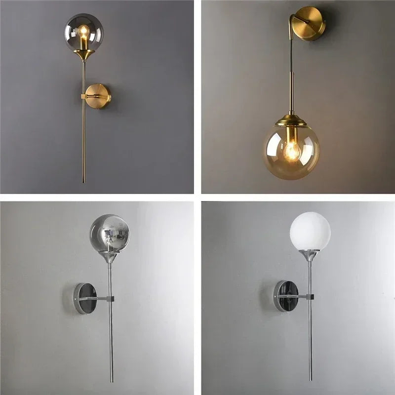 applique murale moderne en verre et chrome doré pour décoration intérieure - vue 7 sur 15
