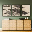 Vintage rustic pine branch triptych canvas wall art