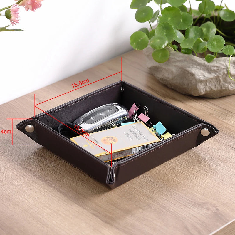 plateau de rangement en similicuir avec 5 compartiments pratiques