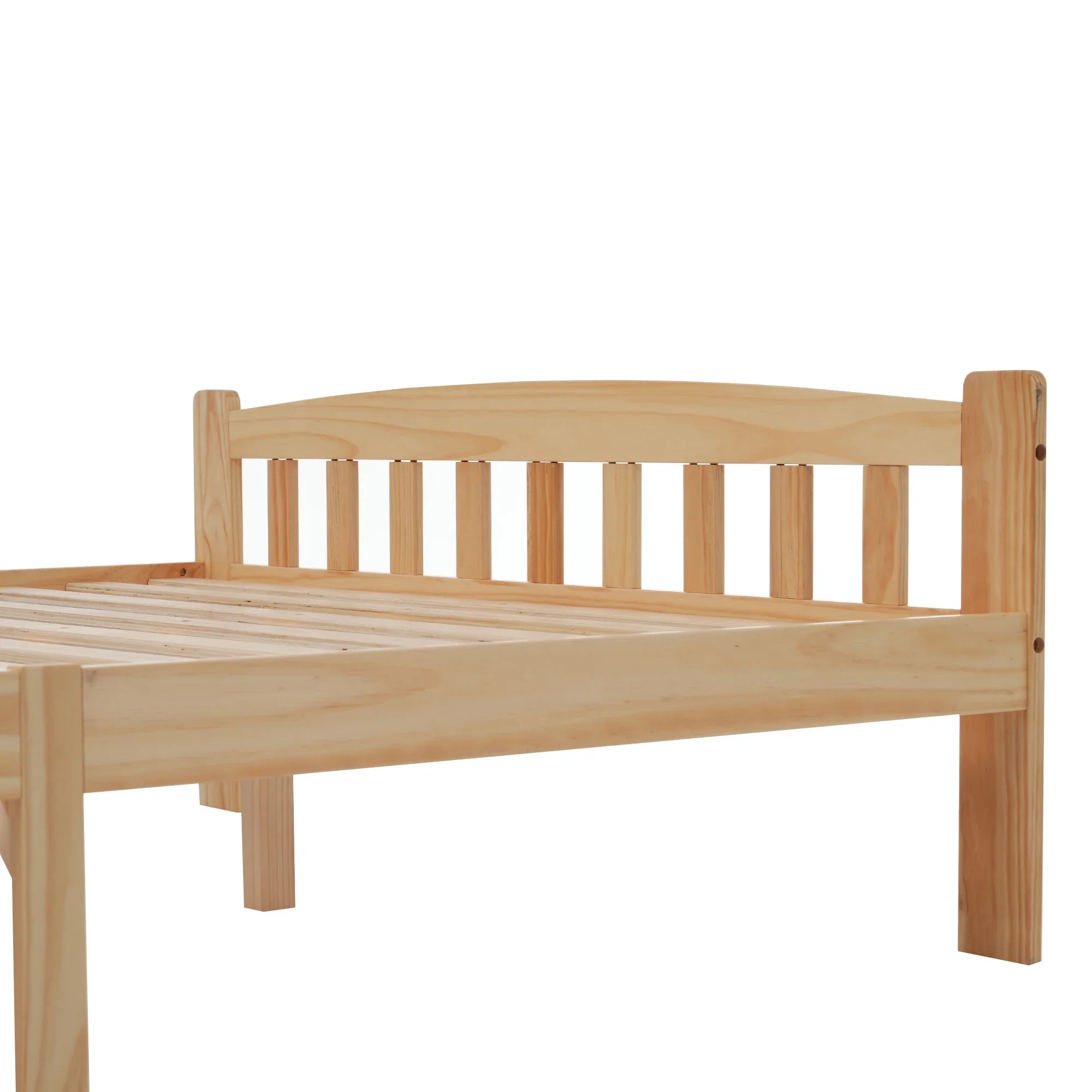 VSOGA 140/90 x 200 Cm, Solid Solid Wood Bed, Futon Bed, Double Bed, Solid Wood Natural Bed with Headboard and Slatted Frames, - vue 5 sur 7
