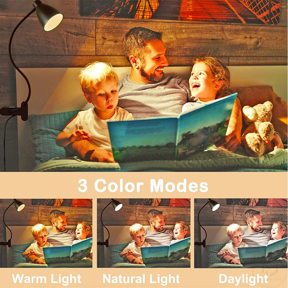 38 LED Desk Lamp 3 Color Modes 10 Brightness Dimmer Reading Light Auto Off Timer Desk Light Flexible Gooseneck Clip Book Light - vue 4 sur 7