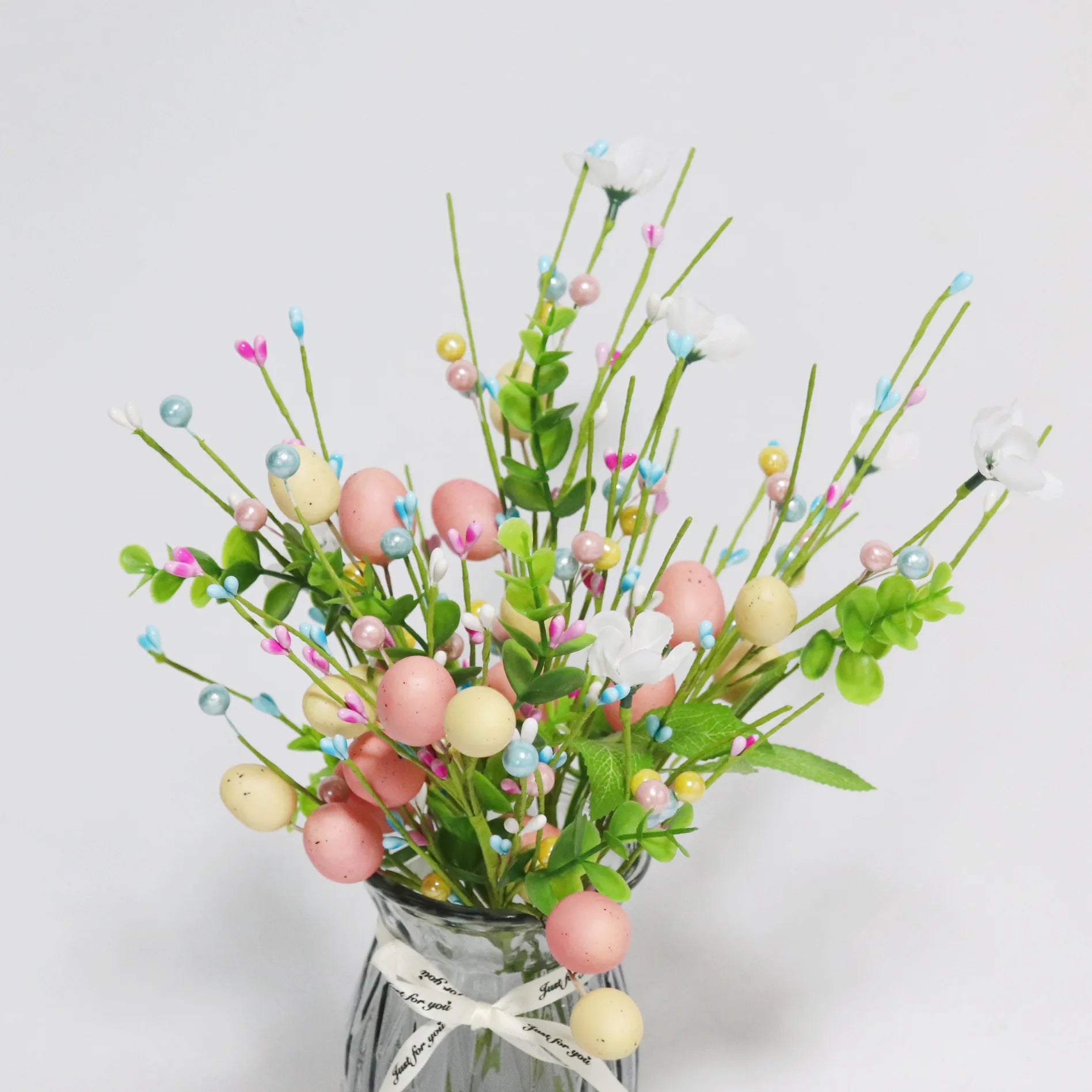 décoration œuf artificiel fleurs mousse pour pâques diy - vue 5 sur 17