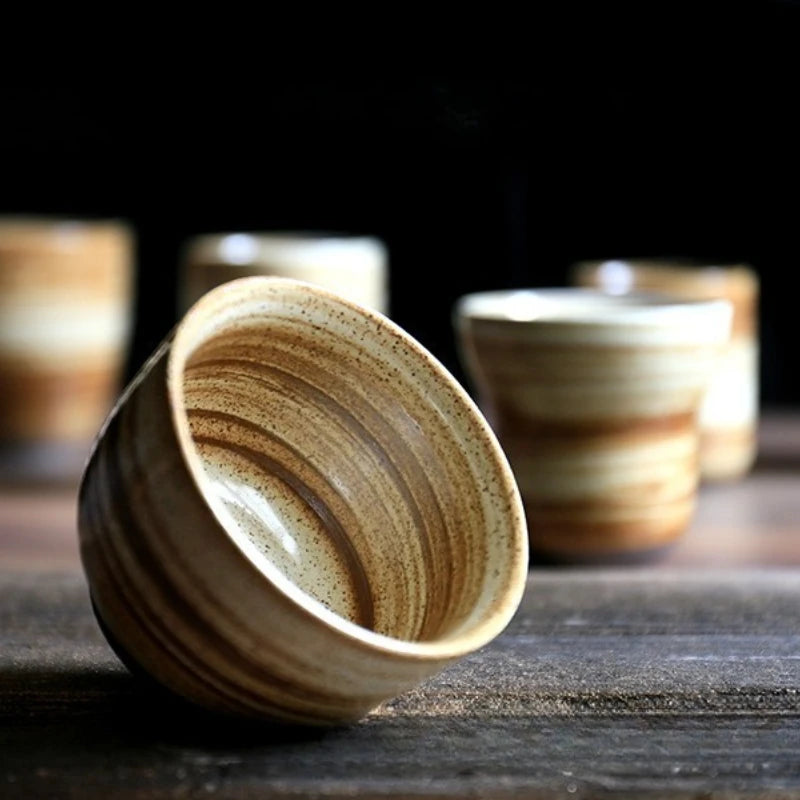 Mug raku japonais ceramique peint main style vintage