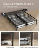VASAGLE Single Bed Frame, Metal Bed Frame, with Bedside Shelves, Guest Bed Frame, for 90 x 190 cm Mattresses, Easy Assembly