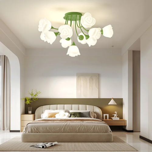 plafonnier moderne à fleurs simple style rétro jardin américain - vue 4 sur 12