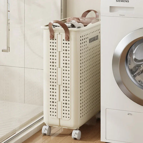 Foldable Laundry Basket, Large Capacity Mobile Laundry Basket,versatile and Durable,bedroom,bathroom,laundry Room, Snack Storage - vue 5 sur 12