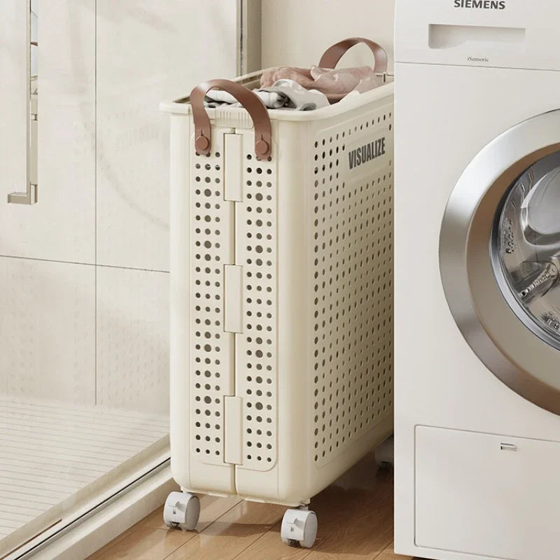 Foldable Laundry Basket, Large Capacity Mobile Laundry Basket,versatile and Durable,bedroom,bathroom,laundry Room, Snack Storage - vue 4 sur 12