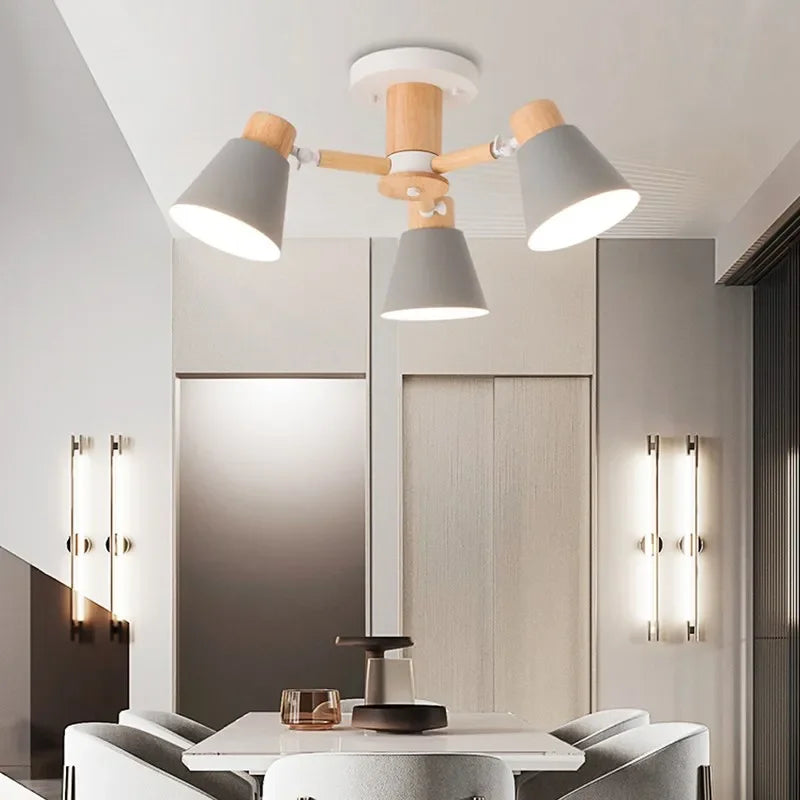Plafonnier de Lustre LED en bois massif nordique pour/salon/chambre/Lhôtel Restaurant décoration de la maison lampes d'éclairage modernes - vue 3 sur 10