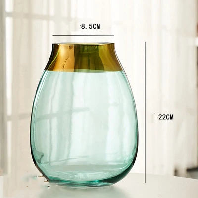 Light luxury handicraft ornaments, ice flower colored glass vase, large transparent glaze ware - vue 9 sur 11
