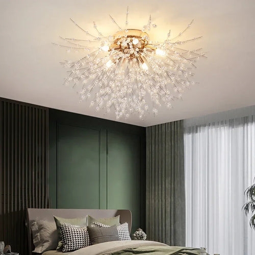 Modern Dandelion Crystal Pendant, Living Room, Dining Room, Bedroom Ceiling Light, Room Light, Fireball Decorative Light - vue 3 sur 12