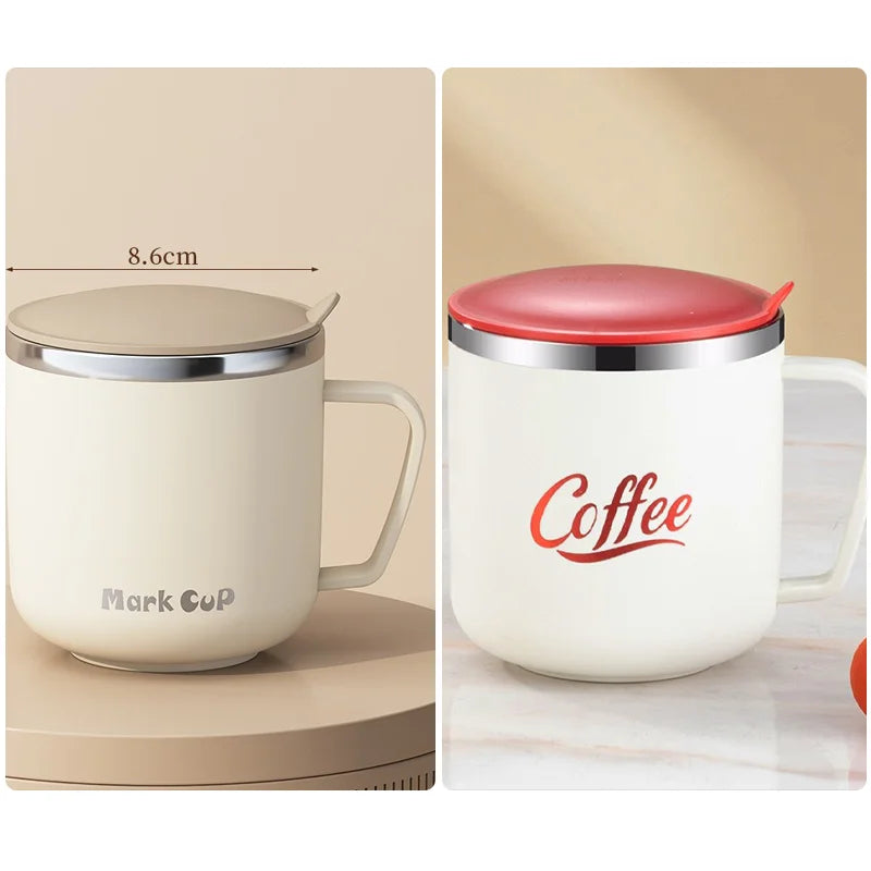 Mug café inox 304 400ml couvercle étanche moderne