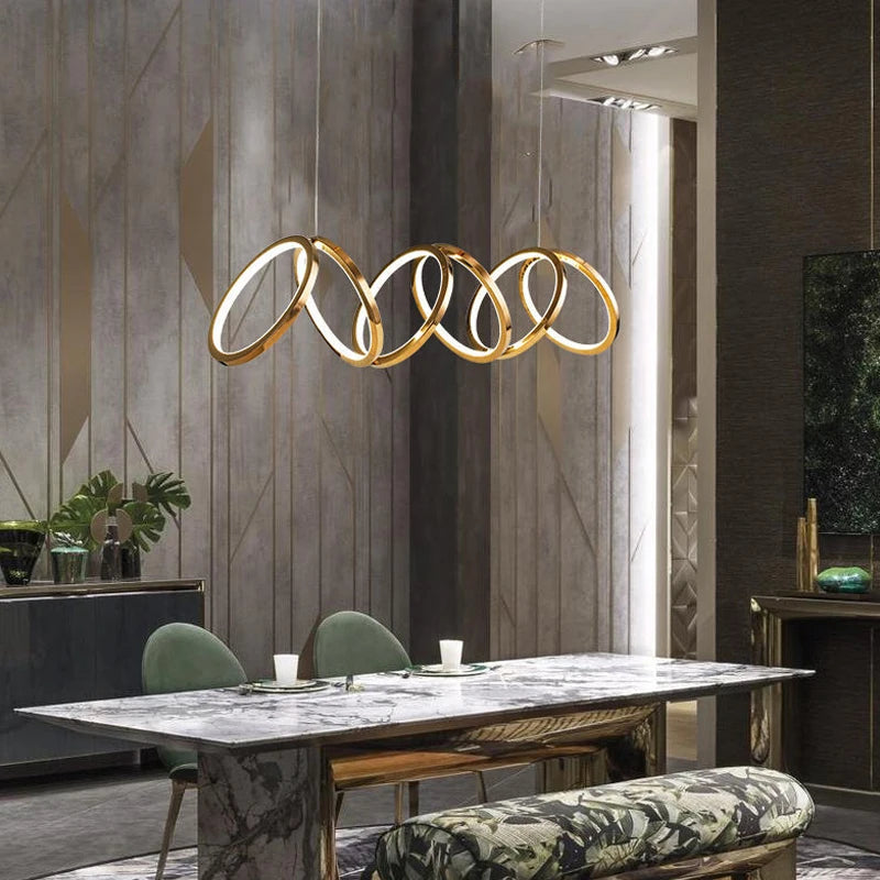 Anneau de luxe moderne suspension LED lumières pour salle à manger cuisine éclairage Lustre décor Lustre barre intérieure suspendus luminaires - vue 6 sur 9
