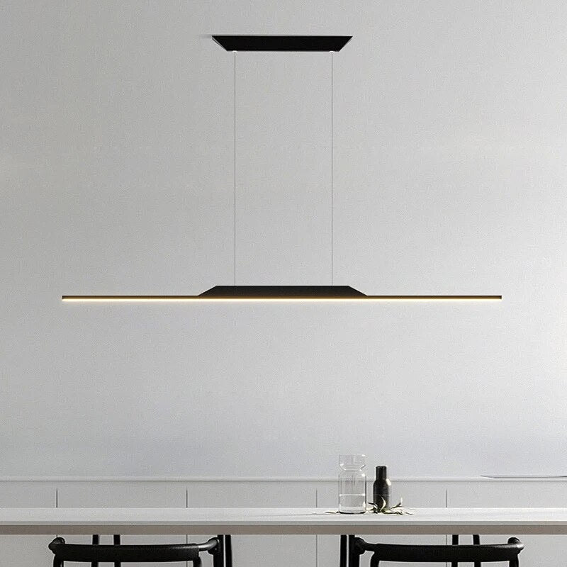 lustre suspension nordique ligne longue cuisine bar île éclairage - vue 6 sur 12