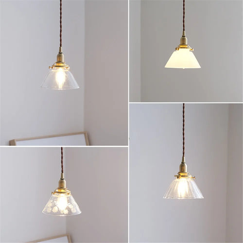suspension rétro en verre et laiton pour décoration intérieure