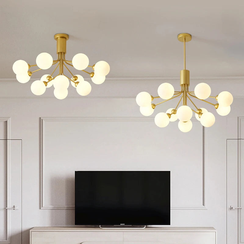 lustre nordique en verre moléculaire pour décoration intérieure - vue 5 sur 16