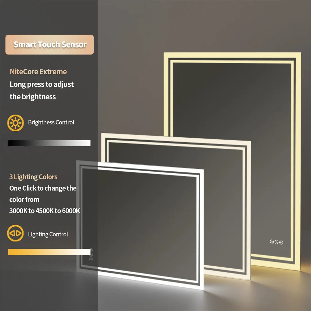miroir rétroéclairé à led intensité variable antibuée sans cadre - vue 6 sur 7