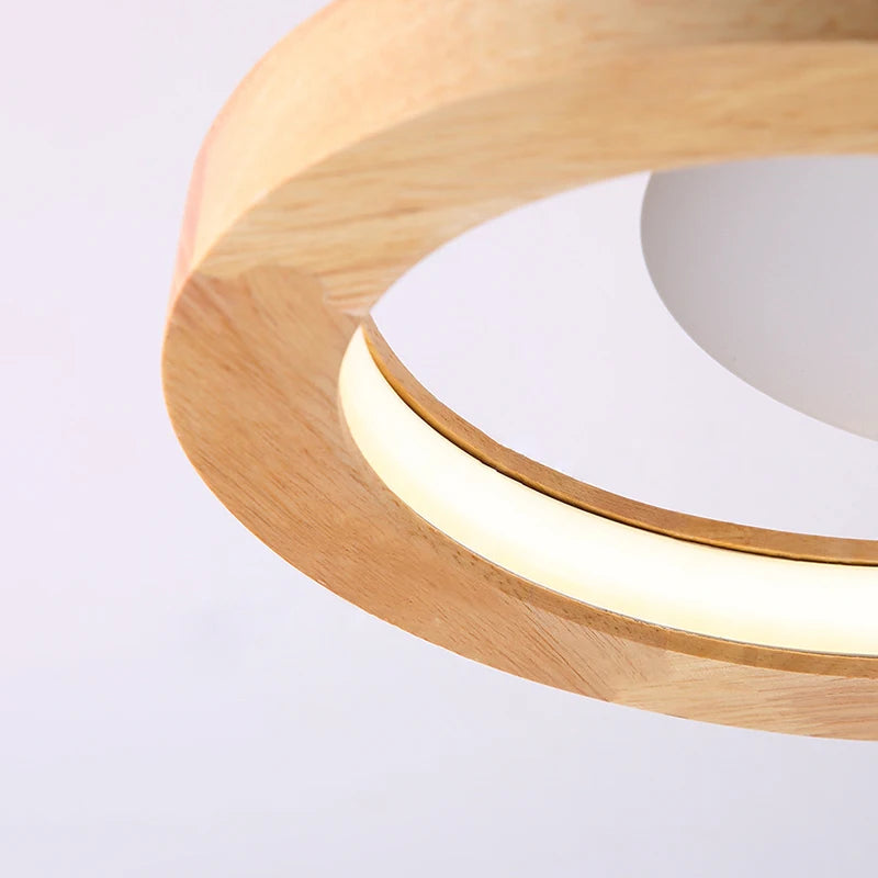 lustres modernes en bois avec lampes led nordiques - vue 5 sur 9