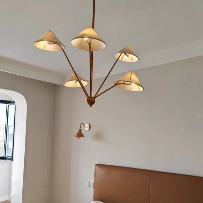 lustre moderne en tissu avec abat-jour créatif et éclairage led - vue 4 sur 7