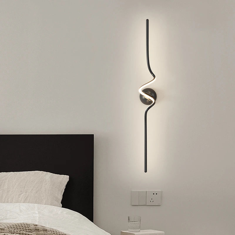Modern Black White Spiral Wall Lamps 75cm 95cm Long Living Room TV Background Wall Lights Simple Bedroom Bedside Light 220V - vue 2 sur 10