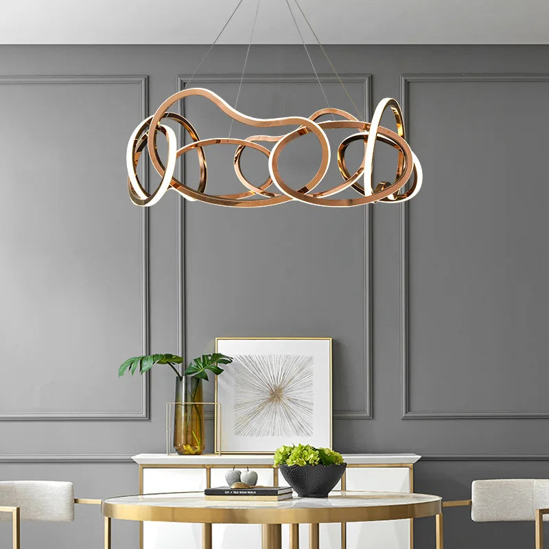 lustre moderne 	 avec lampes led suspendues en silicone - vue 5 sur 16