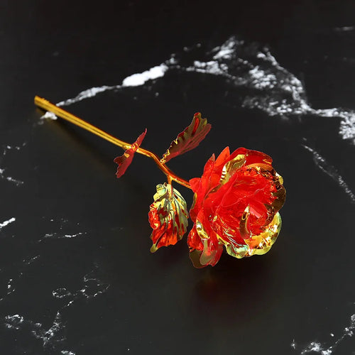 fleur de rose artificielle en métal doré décorative à offrir - vue 16 sur 19