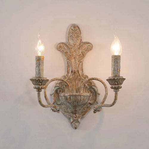 Applique murale à double tête en fer antique style français