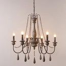 lustre vintage rustique en bois avec perles pour éclairage intérieur