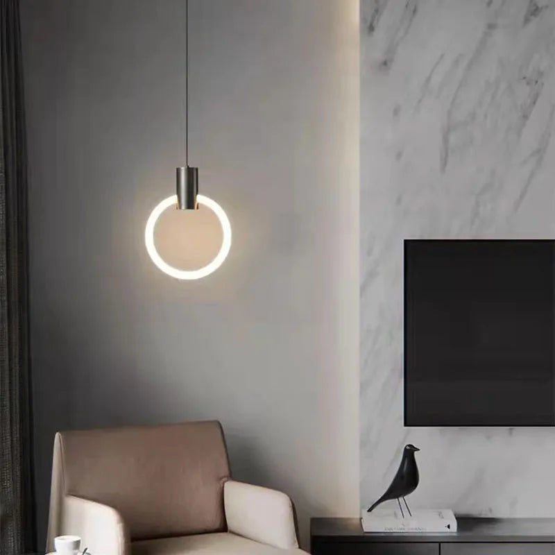 lustre led minimaliste en acrylique et cuivre gradation 3 températures - vue 5 sur 10