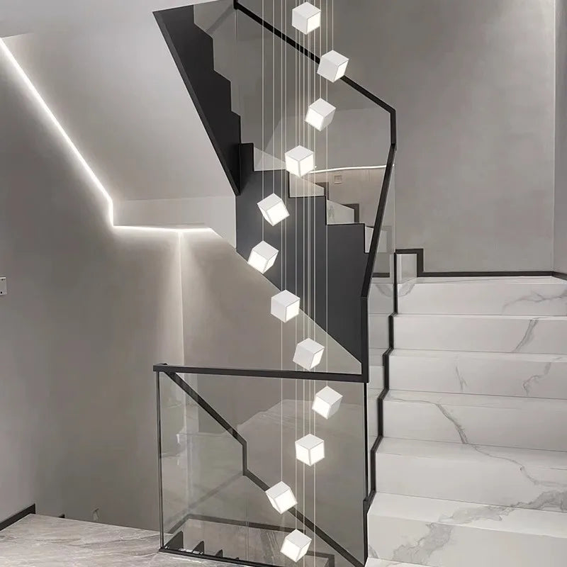 lustre minimaliste moderne pour escalier duplex rotatif - vue 6 sur 16
