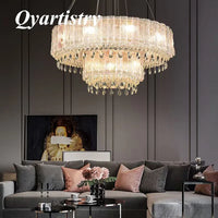 lustre en cristal de luxe avec lumières led nordiques