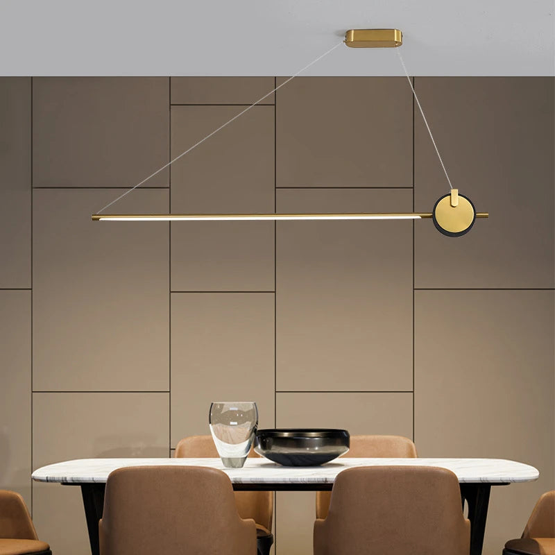 luminaire suspendu nordique simple longue bande déco maison - vue 6 sur 10