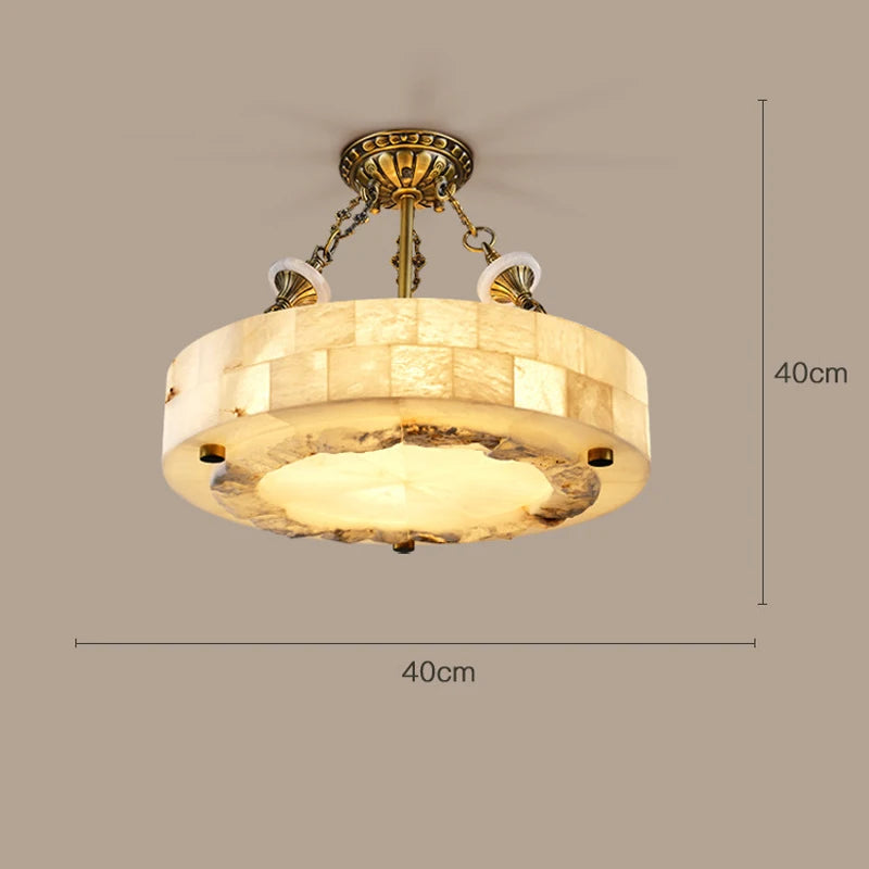 plafonnier luxueux en marbre naturel suspendu grand luminaire - vue 9 sur 9