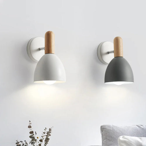 applique murale LED en bois avec abat-jour à Macaron
