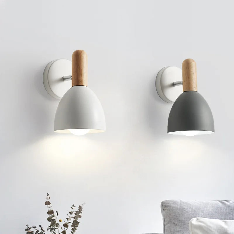 applique murale LED en bois avec abat-jour à Macaron - vue 5 sur 18