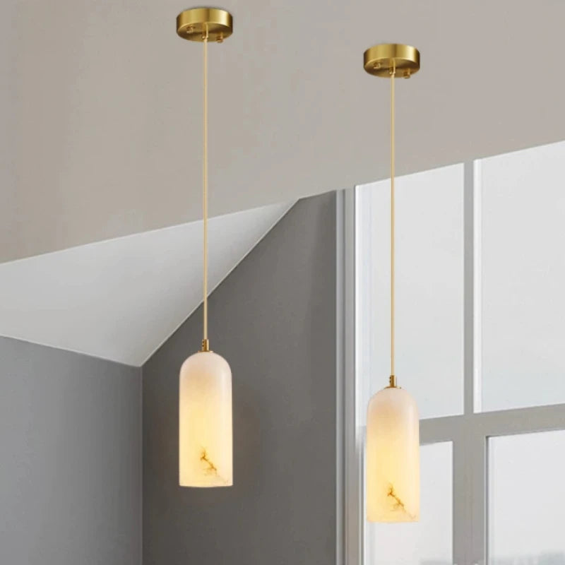 lustre nordique en marbre naturel design lumineux pour espace moderne - vue 5 sur 7