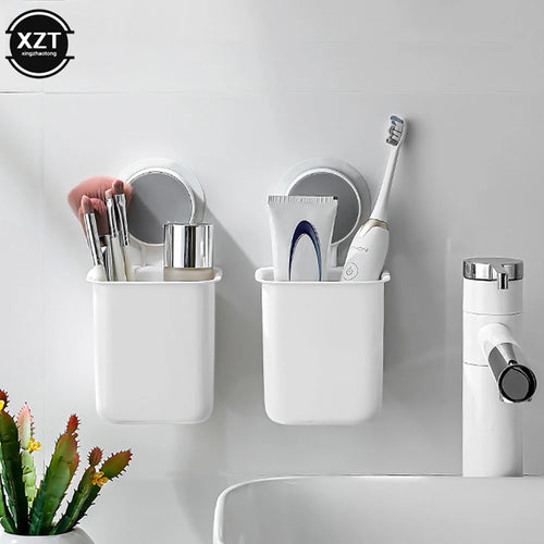 support mural pour brosse à dents et gobelet étanche organisateur pratique - vue 4 sur 6
