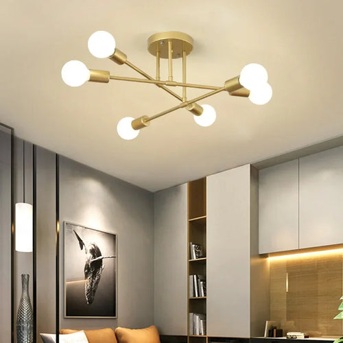 Moderne Créatif LED Plafonnier Lustre Spoutnik Lumière Semi-intégré Nordique Décor À La Maison Luminaires pour Chambre Salon - vue 6 sur 14