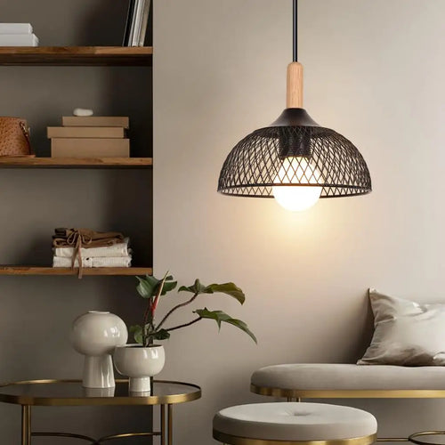 suspension moderne en métal noir pour décoration intérieure - vue 3 sur 7