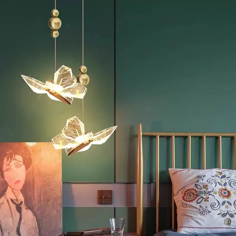 lustre papillon lumineux pour chambre d'enfants créative - vue 6 sur 14