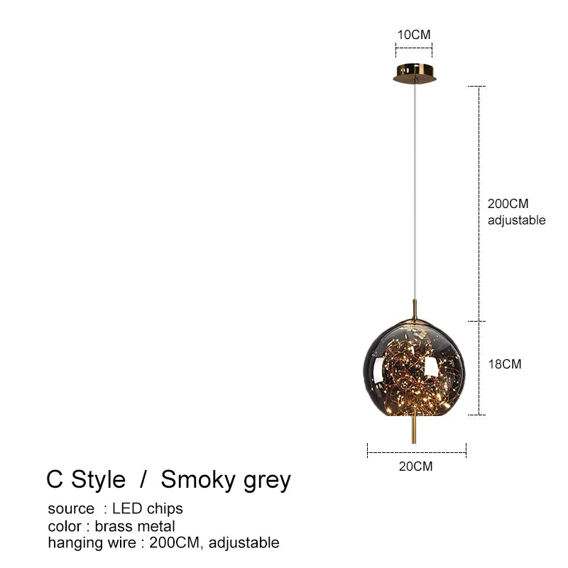 Suspension design LED de luxe en verre - vue 13 sur 14