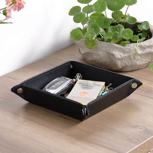 plateau de rangement en similicuir avec 5 compartiments pratiques