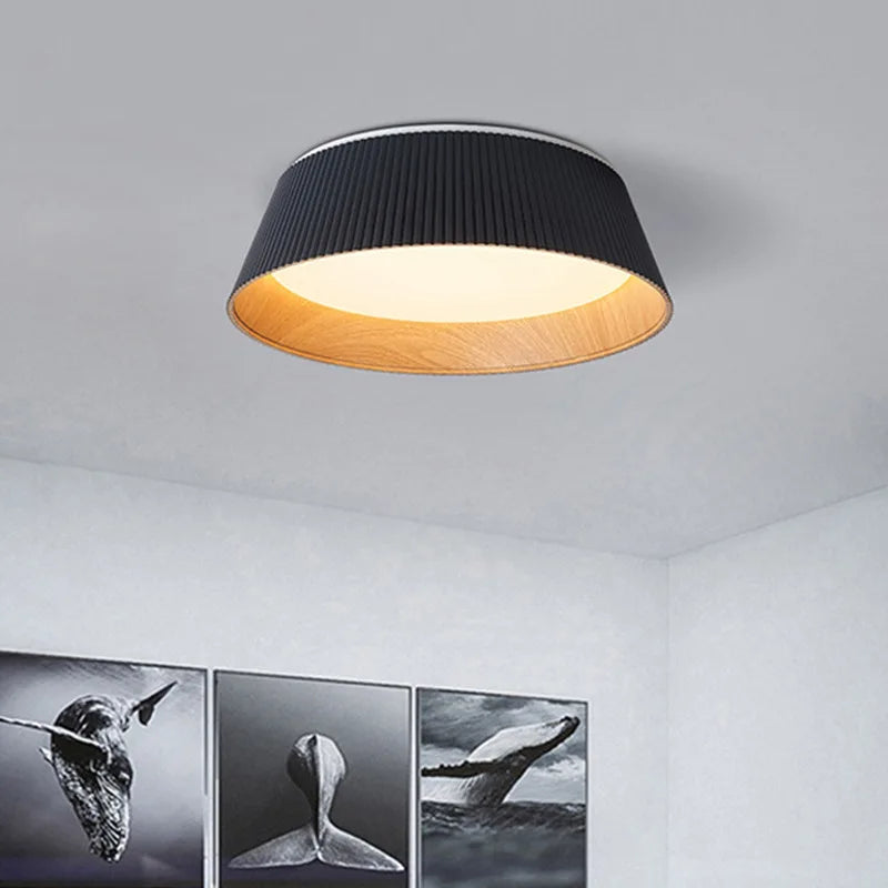 Minimalist pleated wooden pendant light for interior decoration - vue 4 sur 10