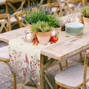 Chemin de table floral aquarelle papillons style printanier