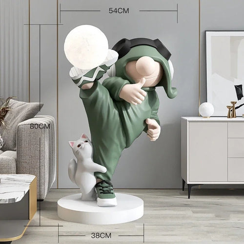 lampe de bureau astronaute sculpture moderne en résine décorative artisanale - vue 4 sur 8