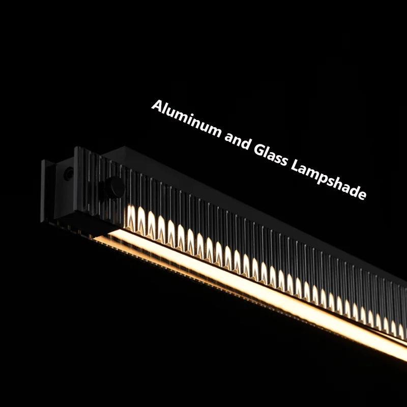 Lustre design en aluminium et en verre en forme de barre - vue 6 sur 6