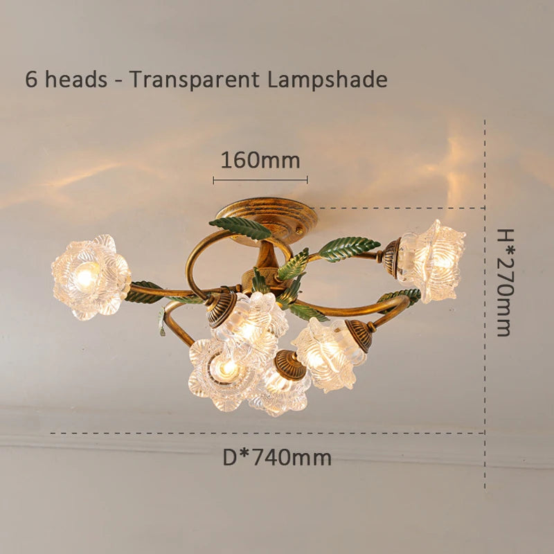 lampe décorative led 6 têtes style rétro américain romantique - vue 6 sur 8